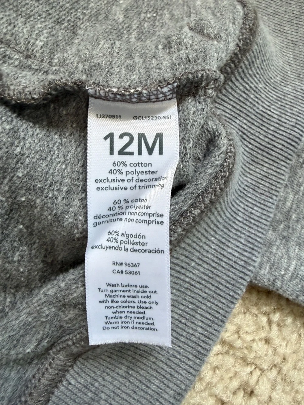 Osh Kosh B'Gosh Gray Sweater Jacket Size 12M Lightweight Fall Coat Spring Coat